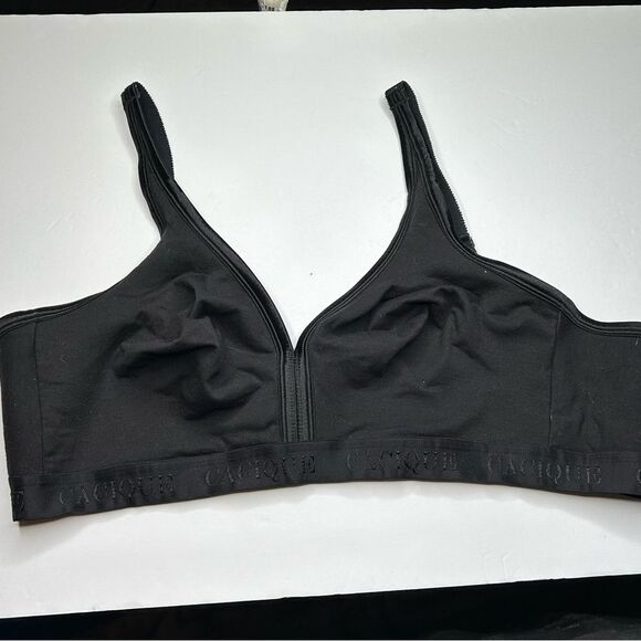 Cacique Black Wireless unlined Bra 46C  Adjustable Straps - Picture 2 of 8